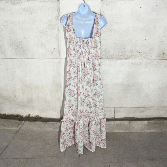 Blu Pepper Women's Floral White Ivory Pink Maxi Dress Sz S Cottage core Boho NWT - Picture 2 of 9
